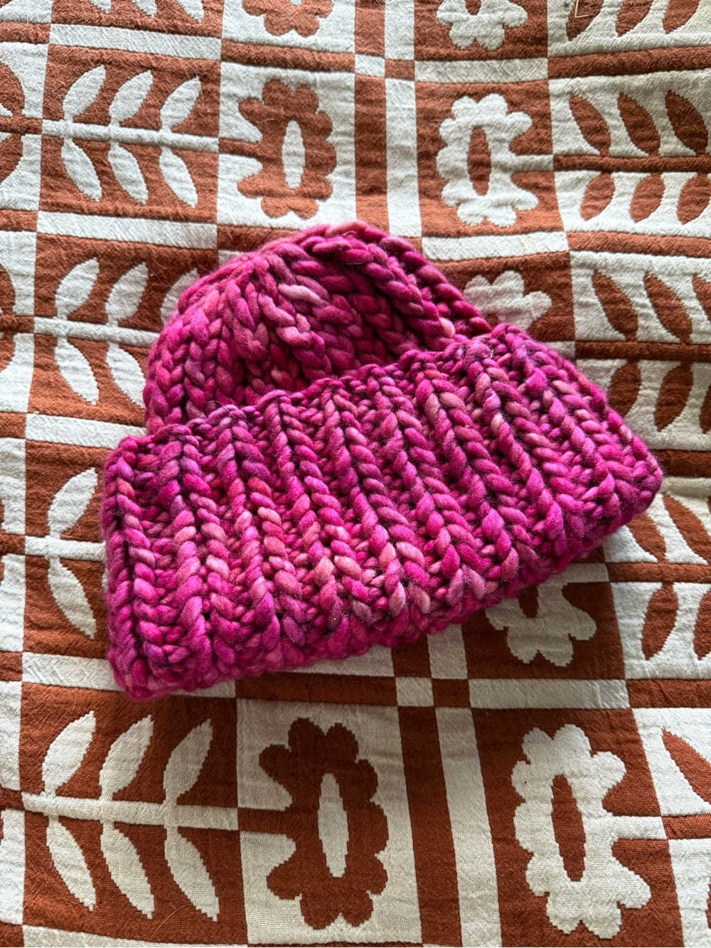 Chunky Knit Beanie - Hot Pink